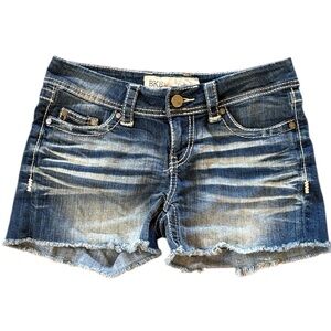 BKE Culture Cut Off Raw Hem‎ Wiskered Contrast Stitching Jean Shorts Size 27